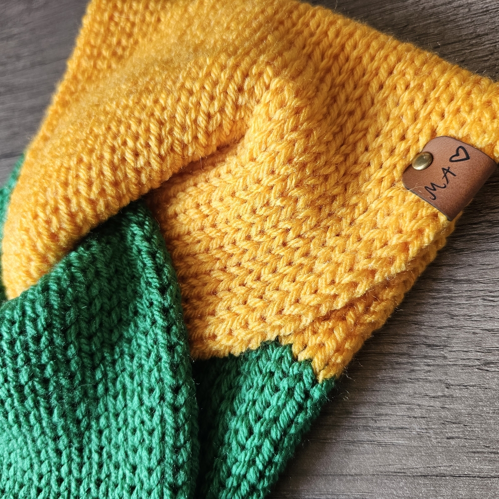 Yellow and Green Knit Twisted Headband